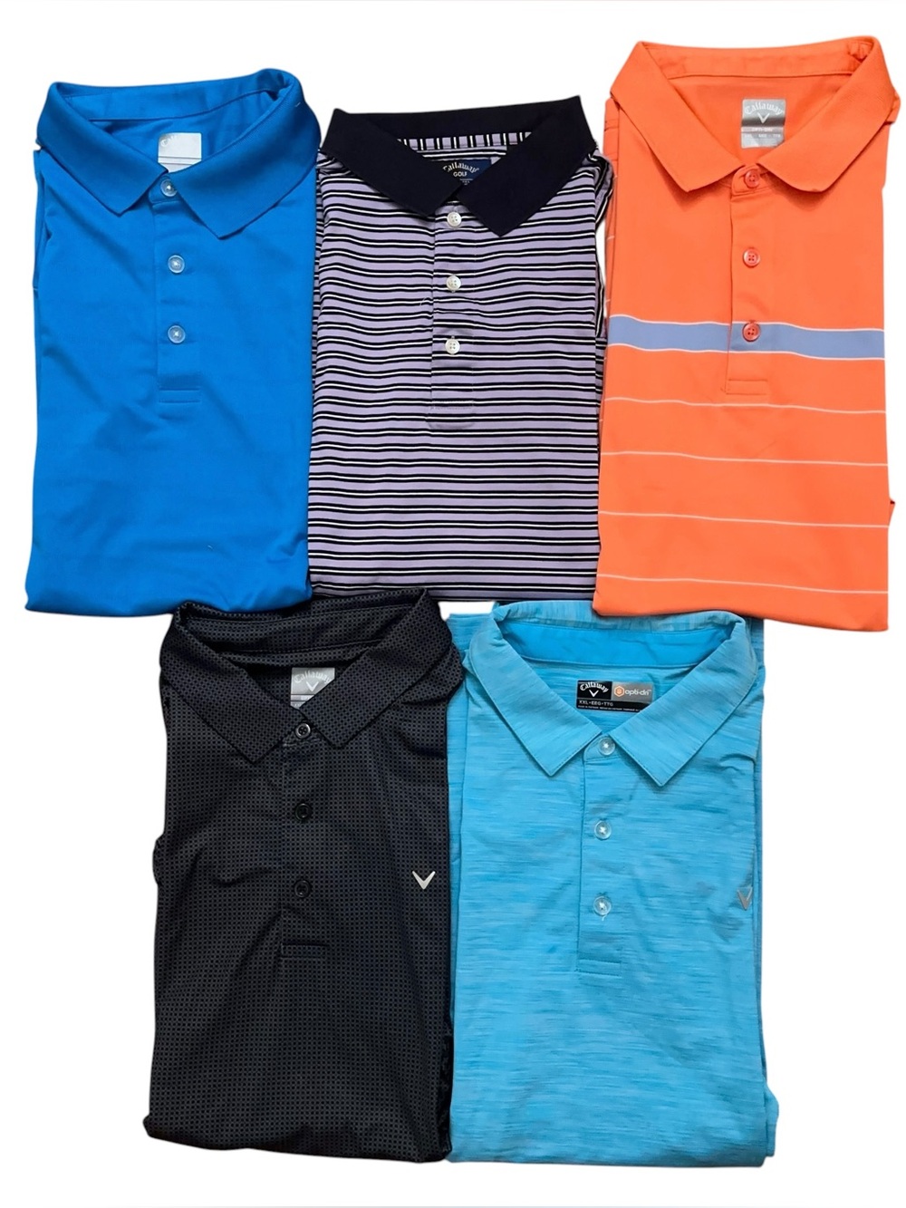 Lot of 5 Callaway Opti-Dri Golf Polo Shirt Mens 2XL Short Sleeve Performance